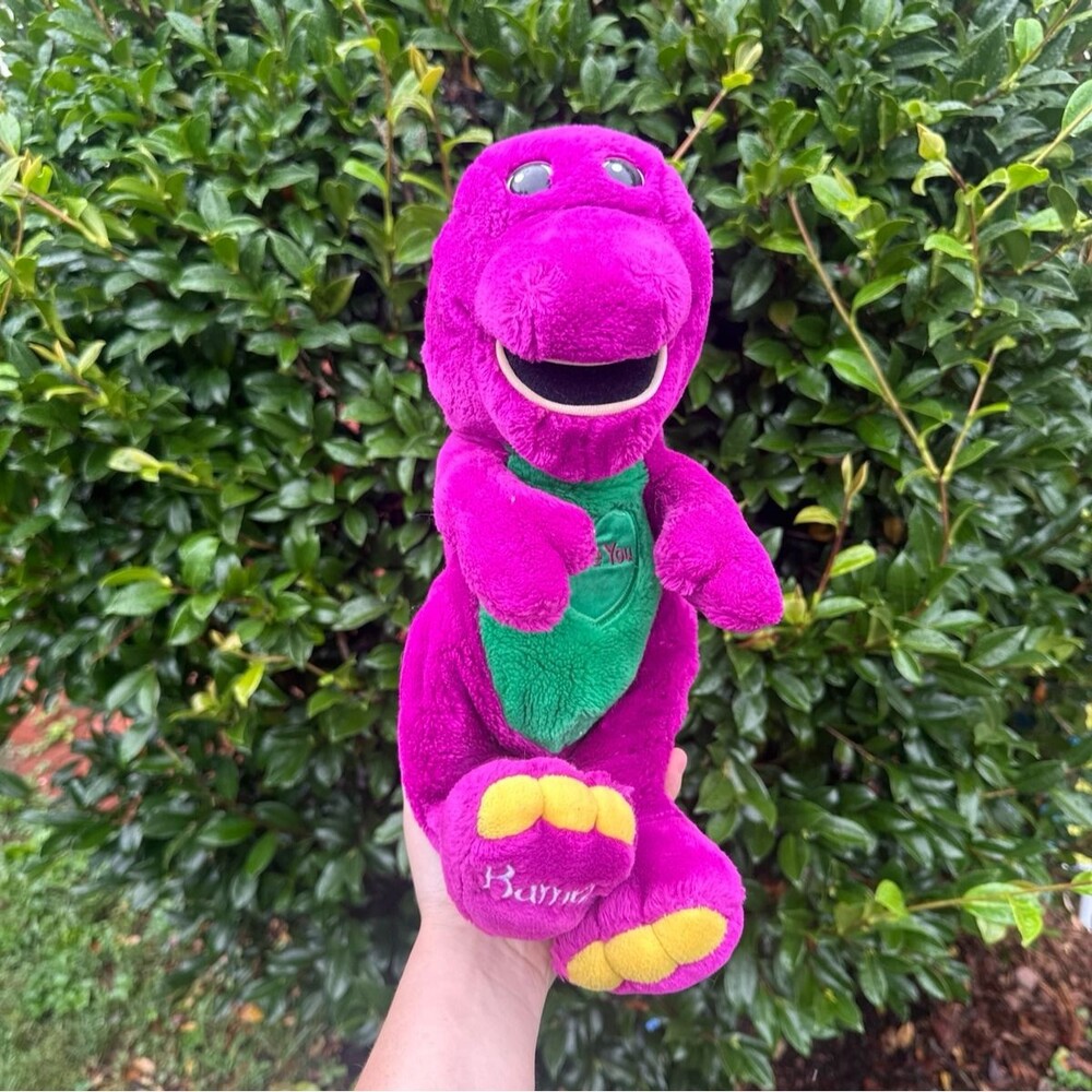 Vintage 1996 Barney Purple Dinosaur 10" - "I Love You" Plush Lyons
